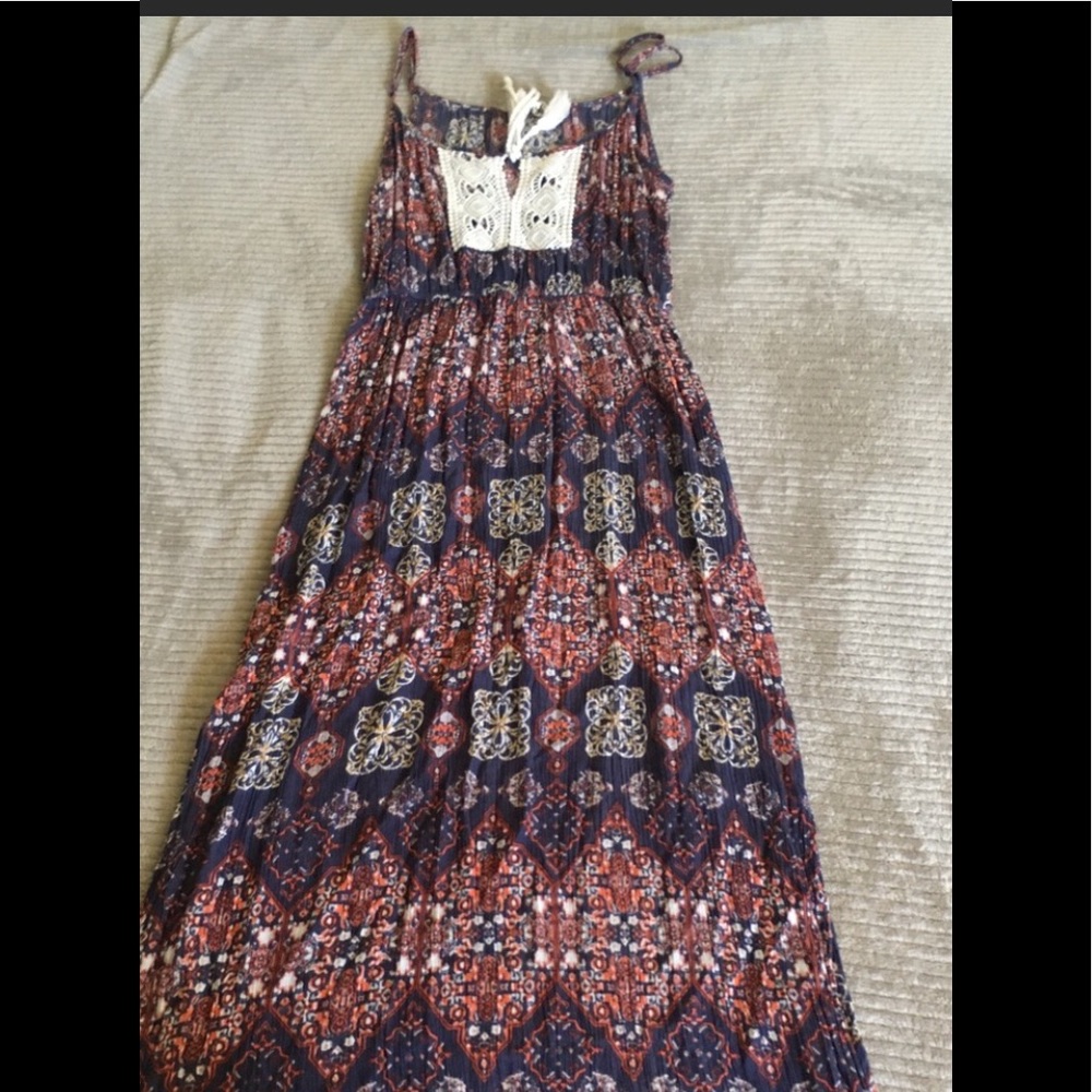 Spaghetti strap multi print dress